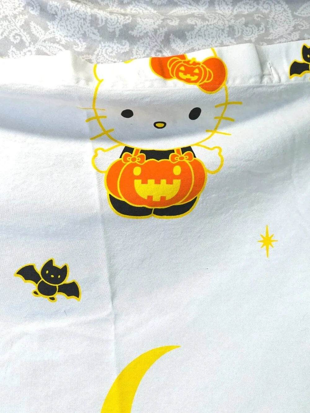 Hello Kitty Halloween Shower Curtain- Jack-o-lantern - black cat - moon - ghost